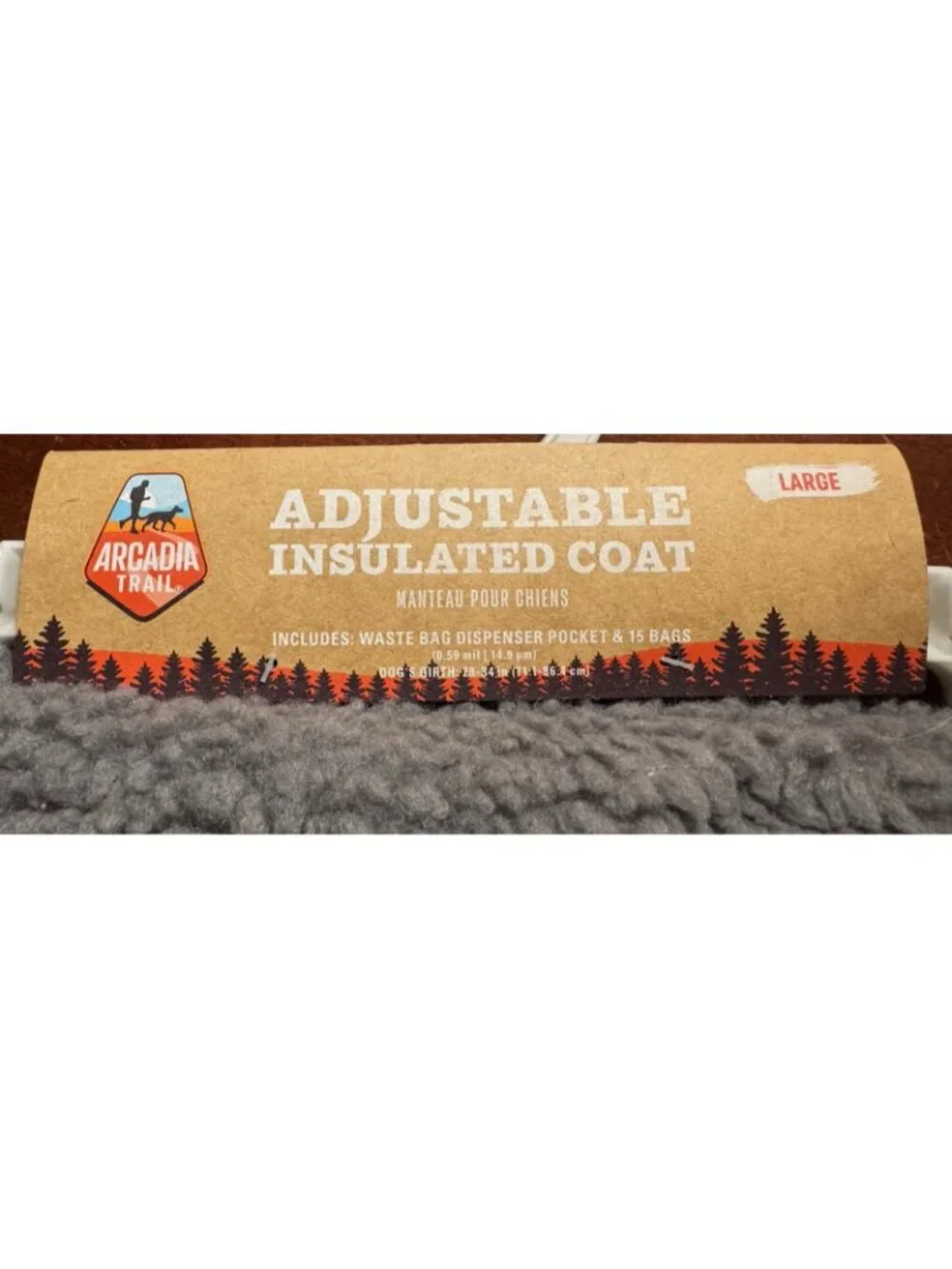 Arcadia Trail Dog Adjustable Insulated Coat Vest w Waste Bag Pocket Size Large